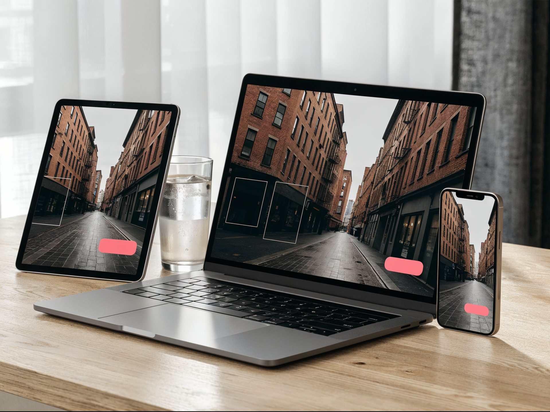 Laptop, tablet and phone showing a service website mockup